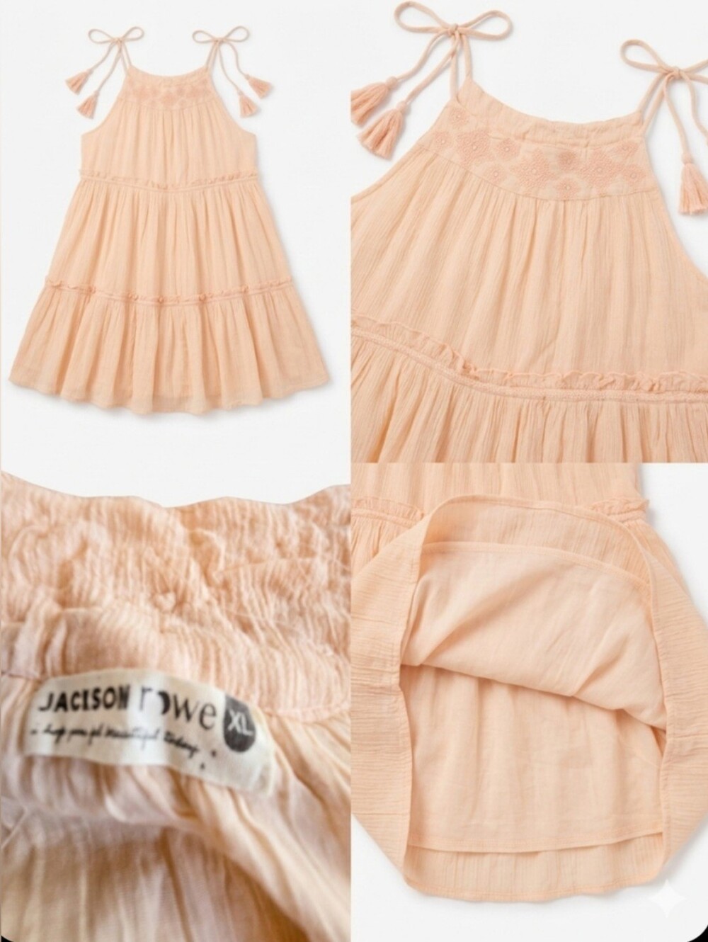 Jackson Rowe Peach Tie-Shoulder Mini Dress